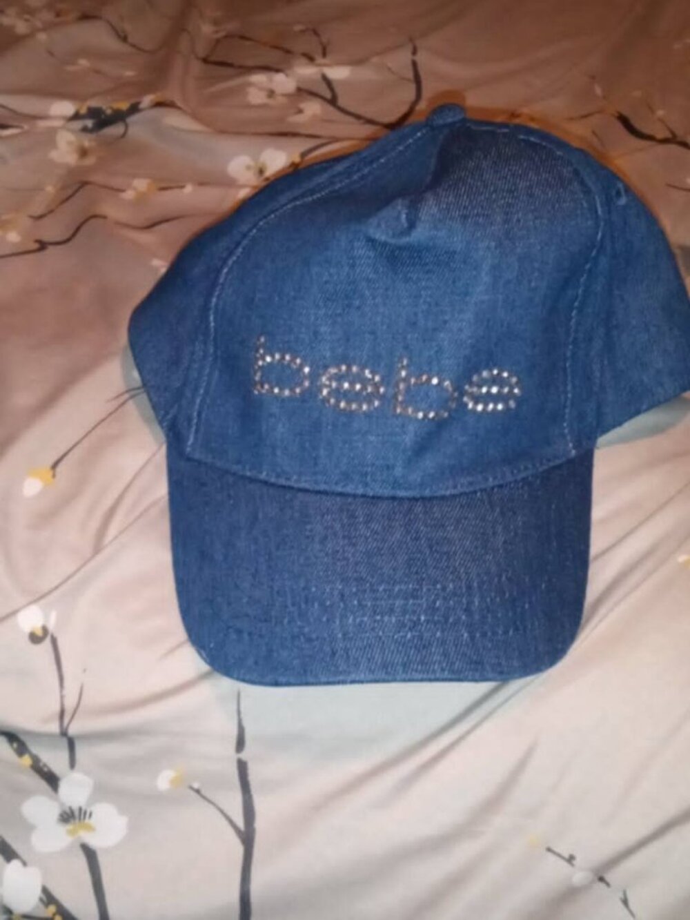 bebe denim embellished hat
